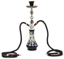 Waterpijp flames 2 slangen flames zwart