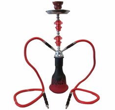 Waterpijp flames 2 slangen Black Edition (rood)