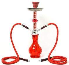 Waterpijp Hurghada rood 2 slangen (45cm)    (levertijd maart 2024)