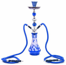 Waterpijp flames 2 slangen flames blauw   (levertijd maart 2024)