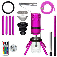 Waterpijp Rocket roze met LED
